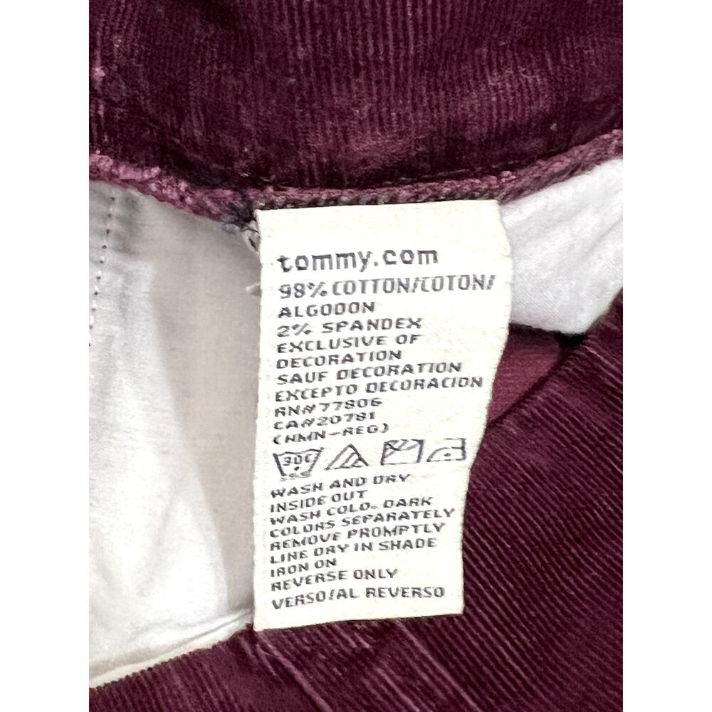 Tommy Hilfiger Dark Burgundy Maroon Wide Leg Corduroy Low Waisted Pants Size 8 - Picture 8 of 9